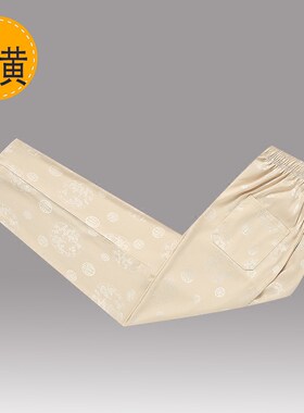中年男士唐装夏季纯色桑蚕丝裤子