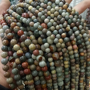 无优化 天然海洋木化石散珠 6-8-10mm DIY手工饰品配件材料