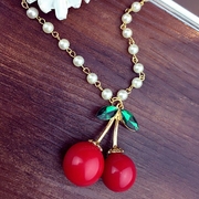 Good cherries pendant pendant necklace for women Korea accessories fall/winter long wild fashion decorative necklace