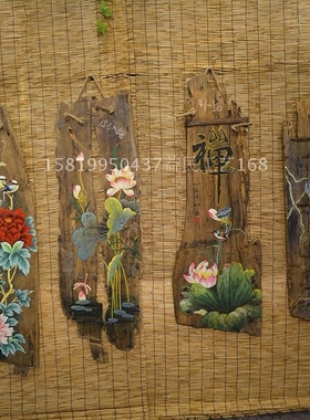 木头画老樟木创意挂画老木板玄关工艺画复古怀旧板画风化实木禅意