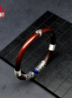 野生无节青金石格桑花鸡血藤手镯