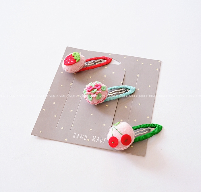 辰辰麻麻手工儿童女童饰品不织布可爱樱桃草莓包布bb夹女儿发夹