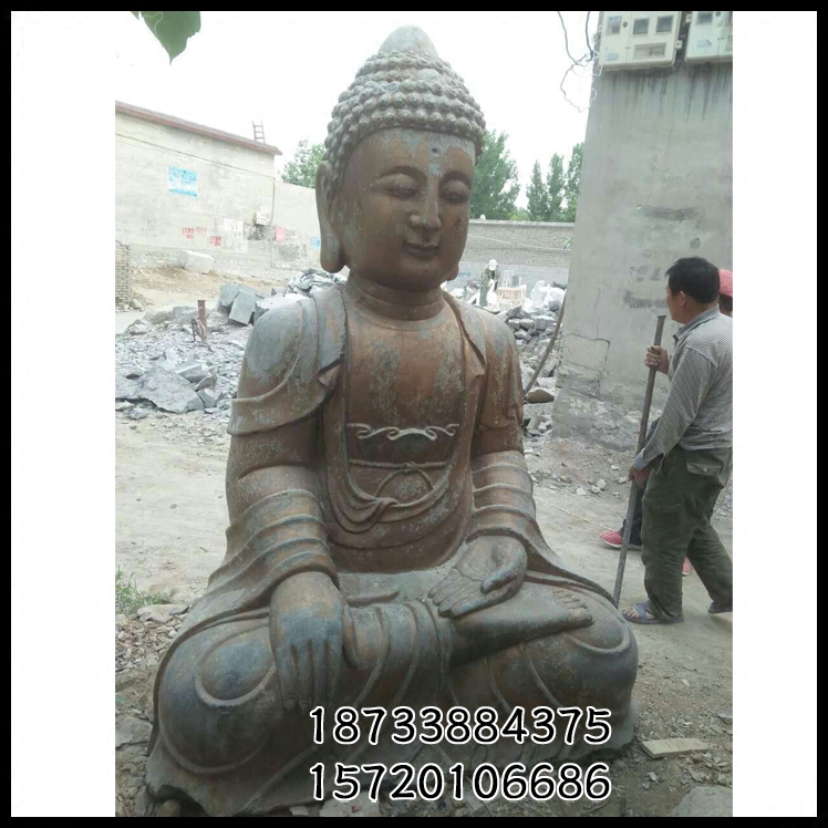 仿古青石石雕 做旧佛像 人物释迦摩尼石头坐佛热销大理石佛像雕刻