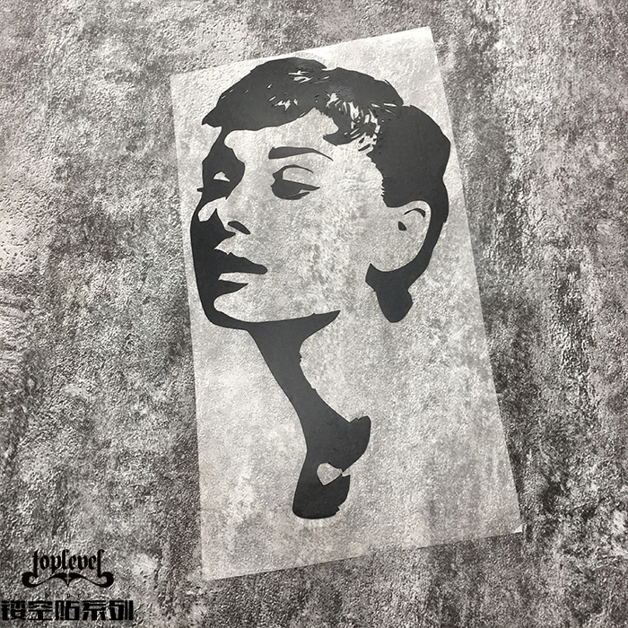 tlp镂空车贴 电影明星奥黛丽赫本罗马假日头像汽车摩托车贴纸防水