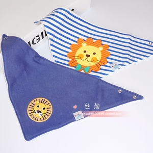 春秋宝宝三角巾纯棉双层口水巾婴儿围嘴巾新生儿童围嘴围兜2条装