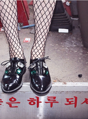 设计师品牌Sutter1988韩国正品代购直邮17春牛皮装饰亮片手工皮鞋