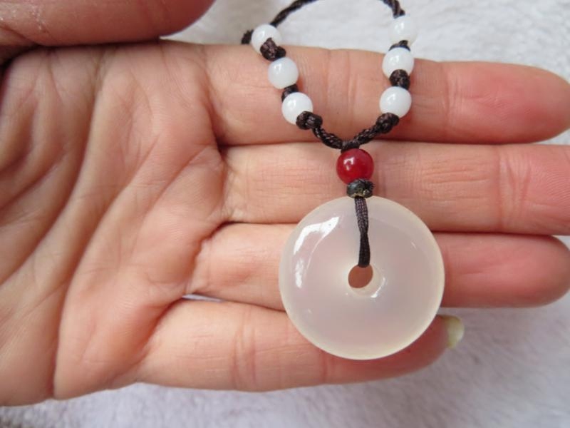 平安扣玉吊坠 天然冰种 玉髓平安扣吊坠情侣款男女玉坠白冰玉项链