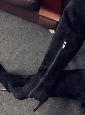 2021秋冬女鞋尖头过膝长靴真皮10厘米11黑色8可定其它色长筒靴