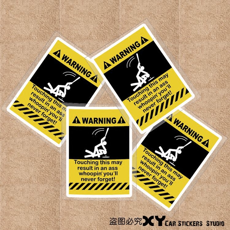 xy車贴 警示汽车车贴纸提示 禁止触摸别碰我车 三角窗玻璃划痕贴
