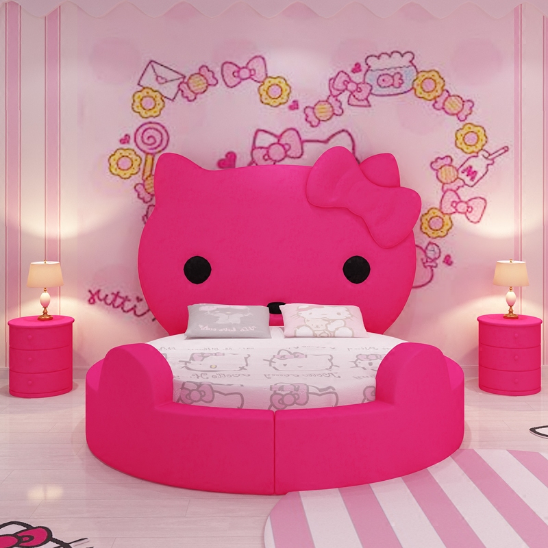 hello kitty床凯蒂猫圆床粉红色公主床主题酒店双人床民宿圆形床|msdalam kategori perabot kediaman, katil kelas, katil kain - dari Buy2taobao.com untuk memberikan perkhidmatan ejen Taobao profesional membeli