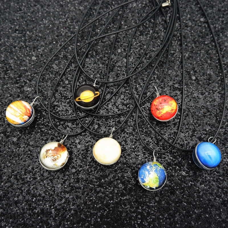 十二星座守护星 九大行星双面玻璃球吊坠项链 生日礼物