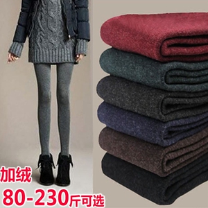 秋冬款胖mm加肥加大码女装200斤加绒加厚七彩棉女士保暖打底裤潮