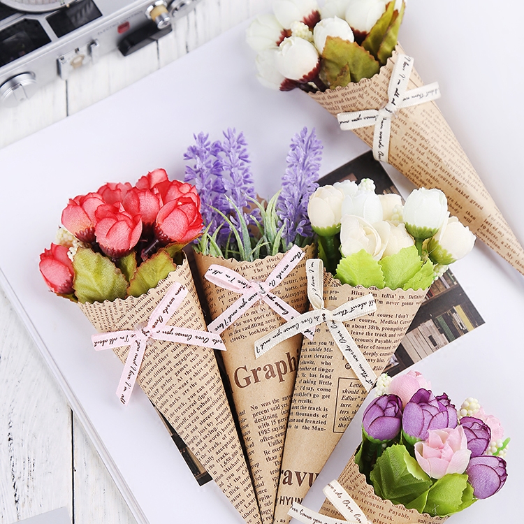 仿真手工报纸小花束  拍照摄影搭配道具