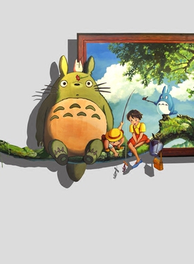 壁纸涂鸦森林龙猫墙画设计定制