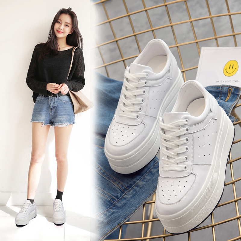 Platform shoes 2019 new pattern Korean Edition genuine leather The increase in All-match casual shoes Hollow White shoes Women's Shoesin the Women's Shoes, Low shoes  category - from Buy2taobao.com to provide professional Taobao agent buy service
