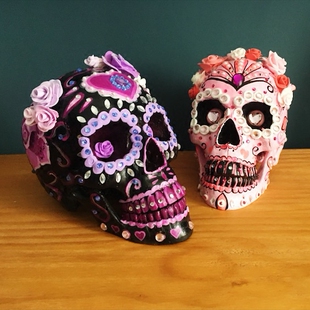 酒吧纹身店摆件装 饰新年圣诞礼物 纹身控个性 骷髅控oldschool