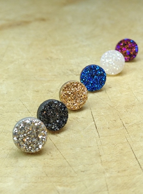 天然水晶晶簇耳钉耳环男女学生时尚个性潮超闪耳饰 S925纯银耳针