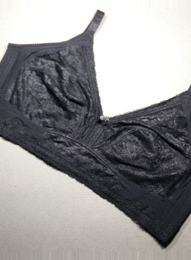超薄文胸大胸显小全罩杯胖MM44F42G40E38DC无钢圈内衣女夏透气黑