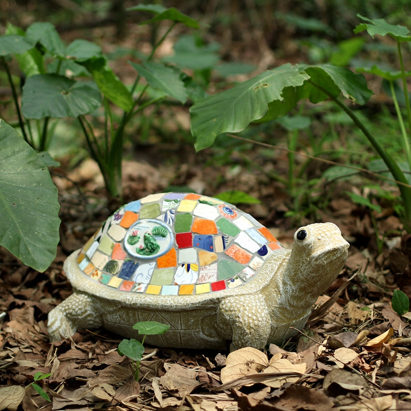 玫瑰小镇中式户外花园庭院园林景观装饰美式乡村陶瓷动物摆件乌龟