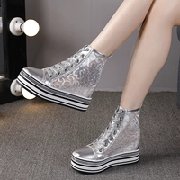 Phiên bản mùa hè Hàn Quốc của rhinestone tăng vô hình trong giày lưới đế dày đế thoáng khí đế cao để giúp giày thường - Giày cao gót giày thể thao nữ adidas