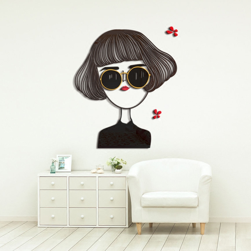 创意3D立体少女心女生卧室宿舍房间客厅服装店个性装饰壁纸墙贴画图片