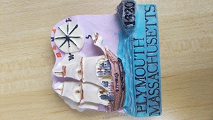 美国冰箱贴 马萨诸塞州 普利茅斯旅游纪念品 立体磁贴 装饰白板贴