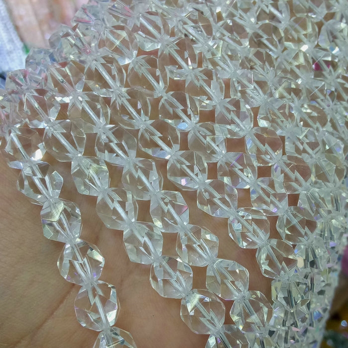 天然A级白水晶钻石五角切面