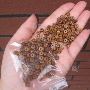 草田DIY搭配绿檀木鸡翅木佛珠扁珠隔珠隔片100颗散珠子包邮热销
