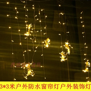新款led户外彩灯闪灯串灯满天星星防水冰条瀑布窗帘婚庆背景装饰