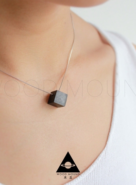 木丘黑檀几何925纯银项吊坠