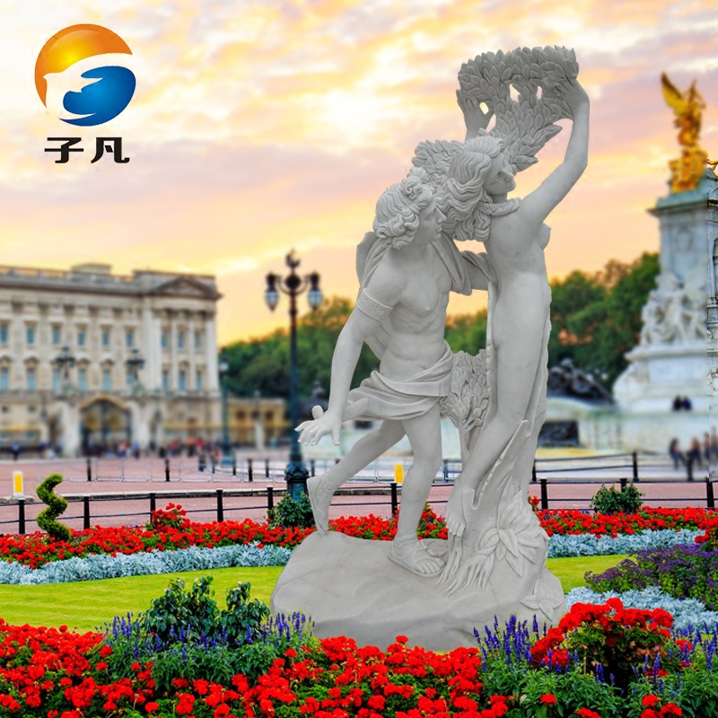 子凡希腊雕塑汉白玉大理石欧式石雕阿波罗与达芬尼雕像摆件cxh48