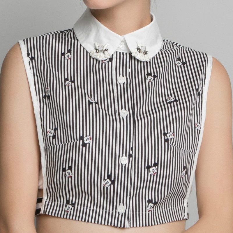 尹菲帛莱女式假领子春秋纯棉条纹