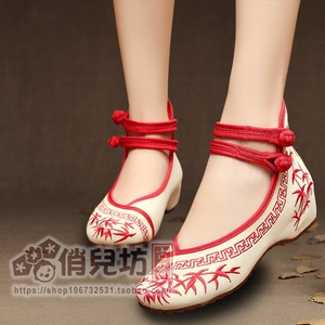 女士单鞋红色绣花鞋汉服旗袍配鞋古装演出服饰鞋子内女子布鞋