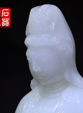 天然白玉观音佛像摆件家居镇宅