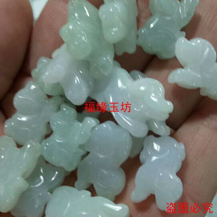A货翡翠玉石生肖小狗脚链手链 DIY 配件散珠玉狗