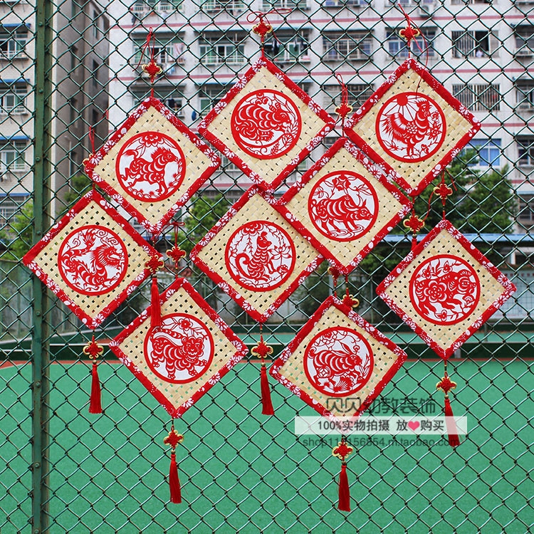 幼儿园装饰挂饰中国风生肖竹编制品吊饰环创材料教室走廊商场装饰