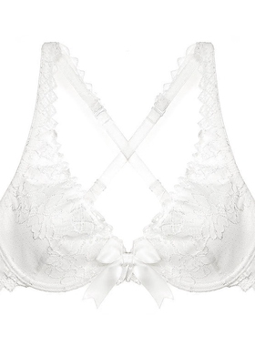 法式纯白色蕾丝超薄杯舒适透气 多用肩带 挂脖 交叉性感夏文胸