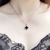 四叶草项链女潮网红18k玫瑰金太钢不掉色装 饰高级感锁骨链法式