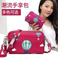 Jielang Shi túi xách tay mới ba lớp dây kéo ví mini nylon vải túi chéo điện thoại di động túi nhỏ - Túi điện thoại túi da đeo chéo