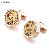 包邮 袖 新颖高档机芯袖 扣袖 钉男士 扣衬衫 精密金色不动机芯礼盒装