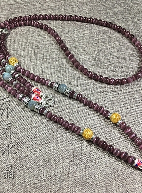 猫眼纯银泰国佛牌双层毛衣项链