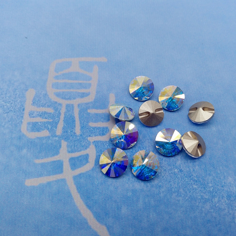 正品施华奥钻 3015f卫星水晶纽扣001ab白幻彩衬衫纽扣diy手缝扣子