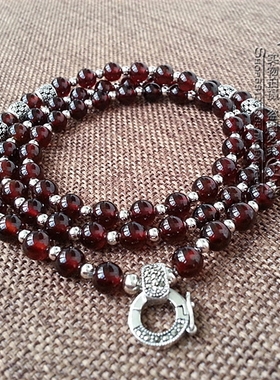 天然石榴石水晶纯银佛牌可定制