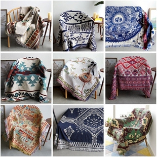 美式 沙发罩靠背巾 复古双面沙发巾棉沙发盖毯沙发布防滑沙发垫四季