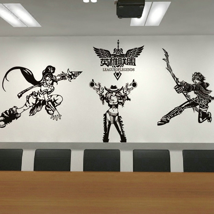 英雄联盟墙贴纸42款（二）寝室宿舍卧室个性游戏人物网吧墙壁贴画