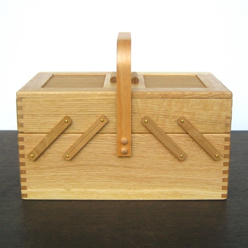 日本代购仓敷意匠画室 木制裁缝箱化妆箱 双层手提 高档森系木箱