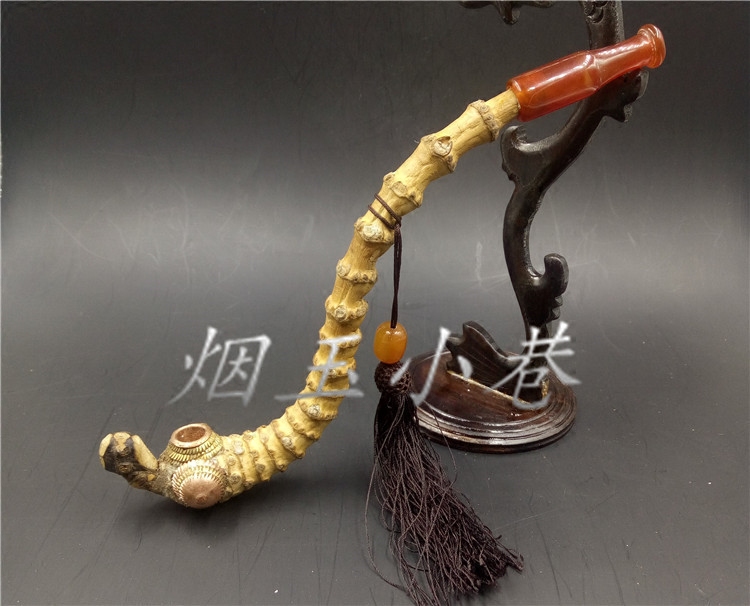 天然湘妃竹烟斗 叶子烟烟具手卷烟叶烟窝 竹制礼品旱烟袋烟嘴烟锅