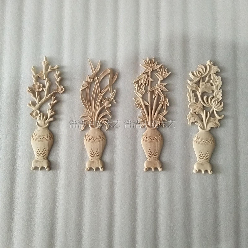 东阳木雕实木家具贴花 花瓶 花篮 柜子柜门装饰门花欧式角花贴花