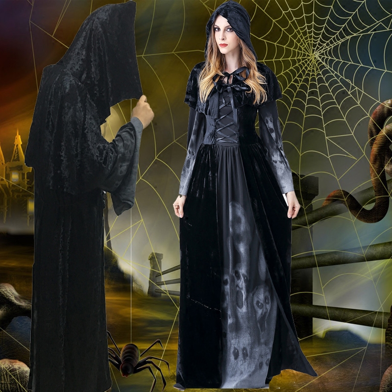 万圣节成人吸血鬼死神披风男巫师cosplay舞台演出女巫婆服装