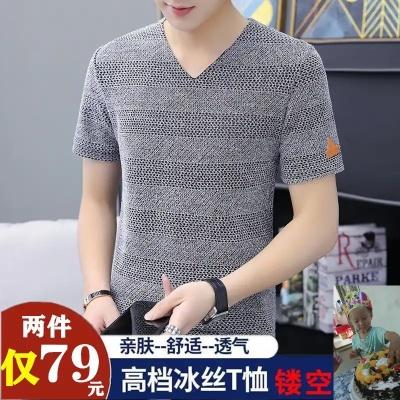 嘘亦汉动男装夏季高档冰丝T恤时尚透气镂空网眼V领短袖T恤佩服|ruв категории Мужская одежда, футболка - от Buy2taobao.com для оказания профессиональной услуги покупки агента Taobao